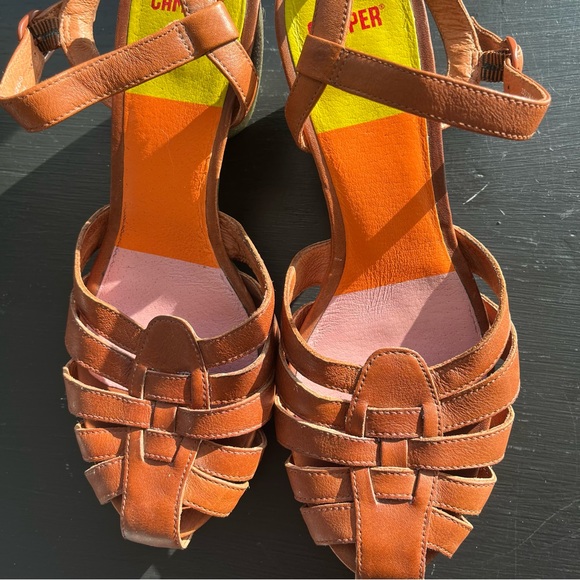 Camper Women's Brown Leather Woven Sandals - Picture 5 of 11